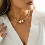 Exaggerated Large Cylindrical Pendant Collarbone Multi-Layer Chain Necklace