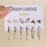 Retro Circular Earrings Jewelry Women's Personalized Design 6-Pieces Earrings Set