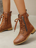 Women's PU Leather Lace-Up Combat Boots for Everyday Streetwear