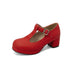 Waterproof Platform Thick Heel T-Strap Candy Colored Women’s Shoes
