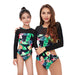 Mother-Daughter Swimwear Long Sleeve Printed One Piece Bikini Swimwear