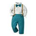 Multi-Color Plaid Long Sleeve Cotton Shirt Suspenders Boys' Suit Kid's Clothes