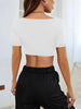 Women’s Cropped High-Stretch Knitted Short Tee For Casual Leisure Wear