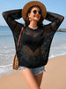 Women’s Solid Color Knitted Love Beach Hoodie With Round Neck Lightweight Design