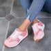 Women's Contrast Color Round Toe Flat Sneakers for Casual Style