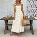 Apricot High-Waist A-Line Strap Dress – Sleeveless Midi Dress for Women