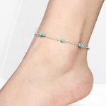 Retro Round Bead Turquoise Ankle Chains for Women Minimalist Anklet Jewelry