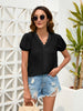 Elegant V-Neck Women’s Blouse With Dot Lace Detail For Effortless Feminine Style