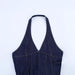 Women’s Backless Halter Denim Short Dress with Suspender Straps