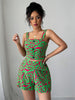 Minimalist Two-Piece Set: Camisole Top with Printed Shorts