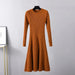 Long Sleeved High Waisted Short Knitted Dress Women's A-line Dresses