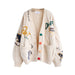 Women's Sweater Warm Knitted Loose Pocket Embroidery Fashion Knit Cardigan Jacket