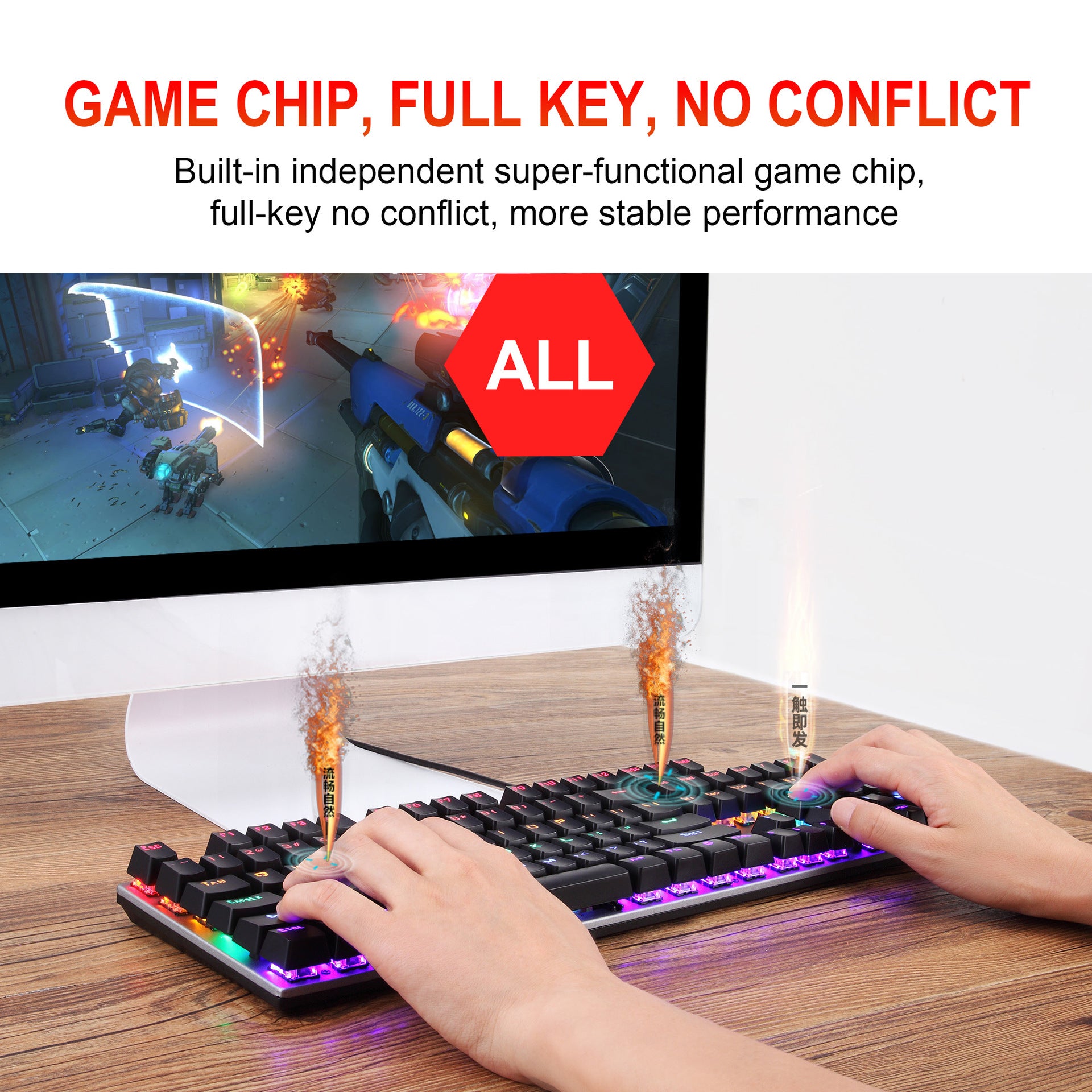 Oracle Computer Keyboard RGB Luminous Esport Mechanical Keyboard Wired 104-Key Blue Axis Design ...