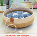 Cat Dog Bed Woven Removable Upholstery Sleeping House Rattan Wear-resistant Pet Beds