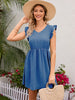 Women’s Swiss Dot Patterned Ruffled V-Neck Summer Casual Dress