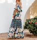 One-Shoulder Printed Long-Hem Maxi Dress for Women – European and American Style