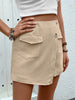 Women's High-Waisted Short Pocket Solid Color Skirt Pants