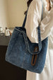 Medium Denim Tote Bag – Casual Women's Zipper Shoulder Bag