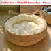 Cat Dog Bed Woven Removable Upholstery Sleeping House Rattan Wear-resistant Pet Beds