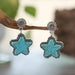 Women's Star-Shaped Earrings with Artificial Turquoise and Alloy Finish