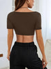 Women’s Cropped High-Stretch Knitted Short Tee For Casual Leisure Wear