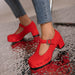 Waterproof Platform Thick Heel T-Strap Candy Colored Women’s Shoes
