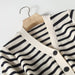 Women Striped Knit Long Dress Short Sleeve Vintage Causal Elegant Slim Dress