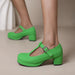Waterproof Platform Thick Heel T-Strap Candy Colored Women’s Shoes
