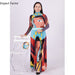 Women Pleats 2-Piece Set Abstract Figure Print Long-Sleeved Top Skirt Set