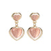 Minimalist Pink Heart Cat's Eye Stone Earrings Women's Jewelry