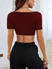 Women’s Cropped High-Stretch Knitted Short Tee For Casual Leisure Wear