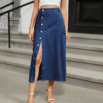European Semi-Elastic Denim Workwear Style Casual Skirt for Women