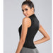Women's Standing Neck Zippered Vest Sports Gym Yoga Wear Sleeveless Vest