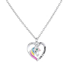 Unicorn Necklace for Women – Rainbow Oil Drop Pendant Jewelry