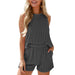 Striped Sleeveless Vest and Shorts Two-Piece Casual Set for Women
