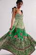 Women's Strapless Backless Camisole Dress with Retro Printed Long Skirt