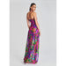 Strapless Floral Printed Long Dress Women Fashion Sleeveless Split Maxi Dress