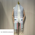 Ethnic Style Arabic Prayer Scarf with Tassel Accents
