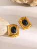 18K Gold-Plated Stainless Steel Agate Drop Earrings For Women