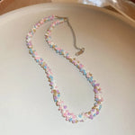 Handcrafted Titanium Steel Chain Necklace with Delicate Rice Beads