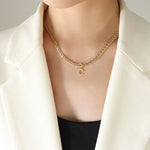 Brass Letter Pendant Necklace Inlaid with Zircon for Women’s Jewelry