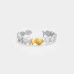 Women's 925 Sterling Silver Adjustable Fish Design Minimalist Open Ring