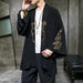 Hanfu Style Men's Clothing Cotton Linen Embroidery Cardigan Top Coat