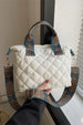 Bubble Textured Handbag with Adjustable Printed Strap – Spacious Structured Shoulder Bag