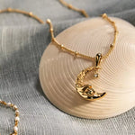 18K Gold-Plated Moon Pendant Necklace – Elegant Jewelry for Women