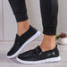 Women's Raw Edge Embroidered Round Toe Slip-On Flat Shoes For Casual Comfort