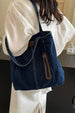 Medium Denim Tote Bag – Casual Women's Zipper Shoulder Bag