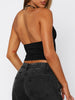Women's Lace Patchwork Hollow Halter Strap Top for Summer Fashion