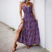 Purple V-Neck Sleeveless Maxi Dress – Tie-Back Camisole Dress