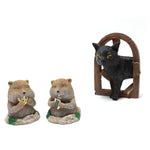 Cat & Mole Decorative Resin Garden Ornaments - Perfect for Outdoor Décor